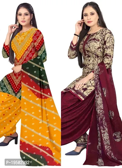 Buy Salwar Studio Women's Pack of 2 Synthetic Printed Unstitched Dress  Material Combo-OM-0079652 at Amazon.in