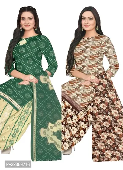 Stylish Cotton Blend Dress Material with Dupatta for Women Pack of 2-thumb0