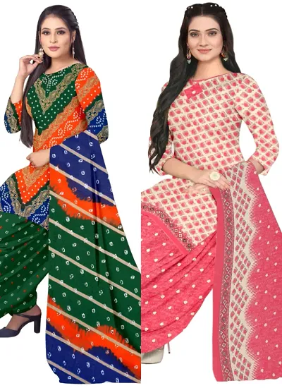 Crepe Dress Material with Dupatta For Women (Combo pack of 2)