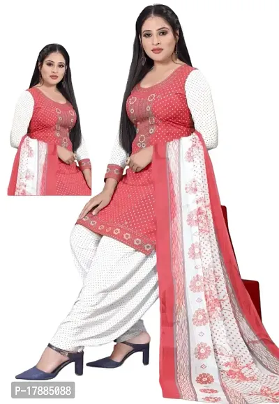 Maroon  Pink Crepe Printed Dress Material with Dupatta For Women (Combo pack of 2)-thumb3