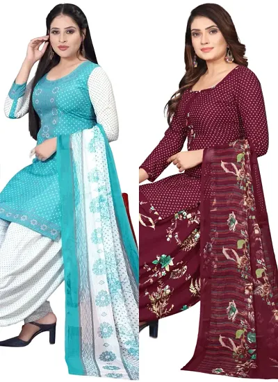 Stylish Crepe Digital Printed Unstitched Suits - pack of 2