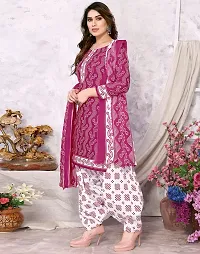 Elegant Pink Cotton Floral Print Dress Material with Dupatta For Women-thumb4