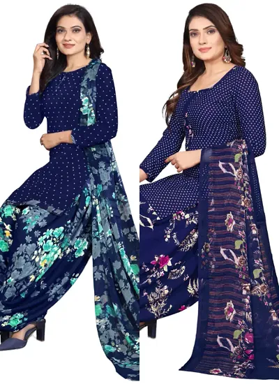 Stylish Crepe Printed Dress Material with Dupatta Combo pack of 2