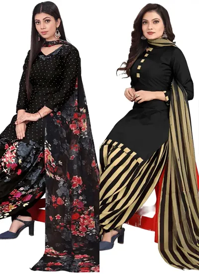 Crepe Dress Material with Dupatta For Women (Combo pack of 2)