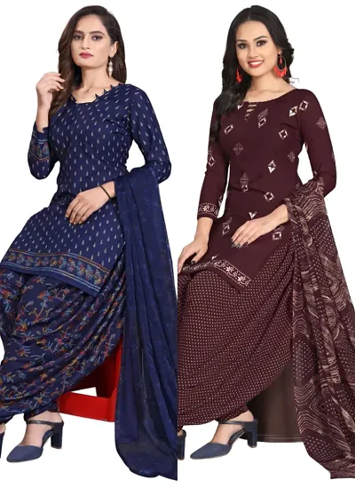 Crepe Dress Material with Dupatta For Women (Combo pack of 2)