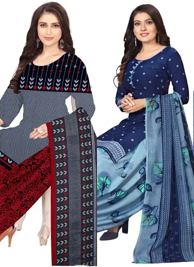 Crepe Dress Material with Dupatta For Women (Combo pack of 2)