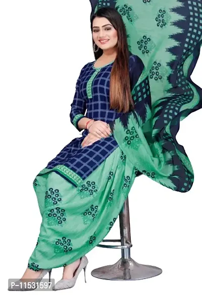 Unstitched Printed Crepe Kurta  Patiyala Dress Material with Dupatta (Combo Pack of 2)-thumb3