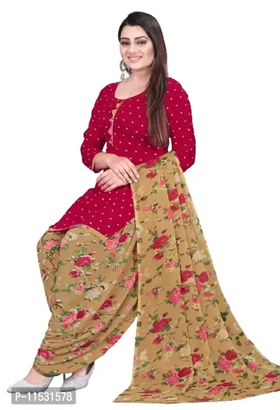 Unstitched Printed Crepe Kurta  Patiyala Dress Material with Dupatta (Combo Pack of 2)-thumb3