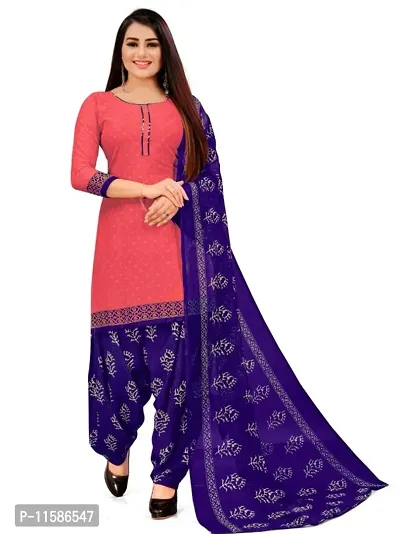 Unstitched Printed Crepe Kurta  Patiyala Dress Material with Dupatta-thumb0