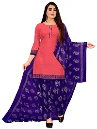 Unstitched Printed Crepe Kurta  Patiyala Dress Material with Dupatta-thumb3