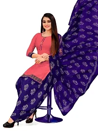 Unstitched Printed Crepe Kurta  Patiyala Dress Material with Dupatta-thumb4