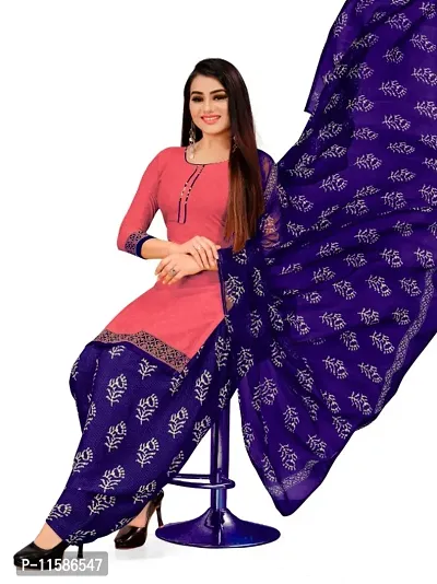 Unstitched Printed Crepe Kurta  Patiyala Dress Material with Dupatta-thumb5