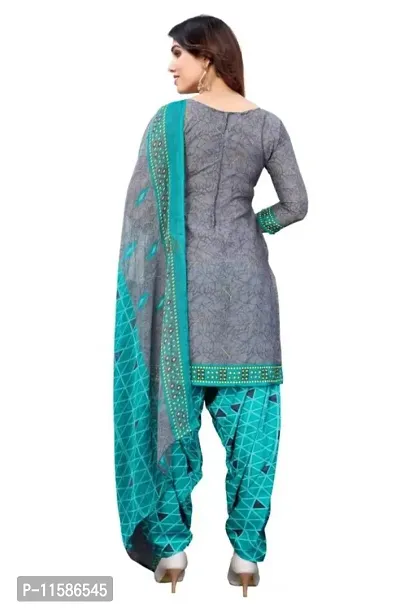 Unstitched Printed Crepe Kurta  Patiyala Dress Material with Dupatta-thumb2