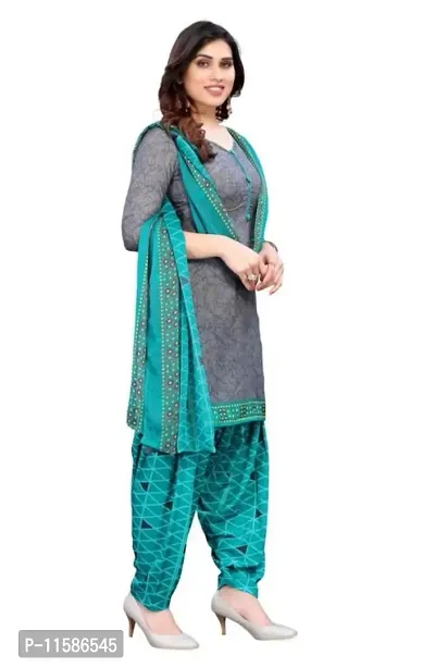 Unstitched Printed Crepe Kurta  Patiyala Dress Material with Dupatta-thumb3