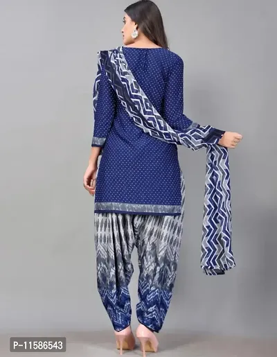 Unstitched Printed Crepe Kurta  Patiyala Dress Material with Dupatta-thumb2