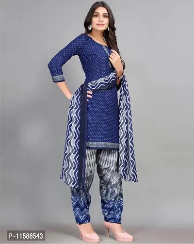 Unstitched Printed Crepe Kurta  Patiyala Dress Material with Dupatta-thumb3