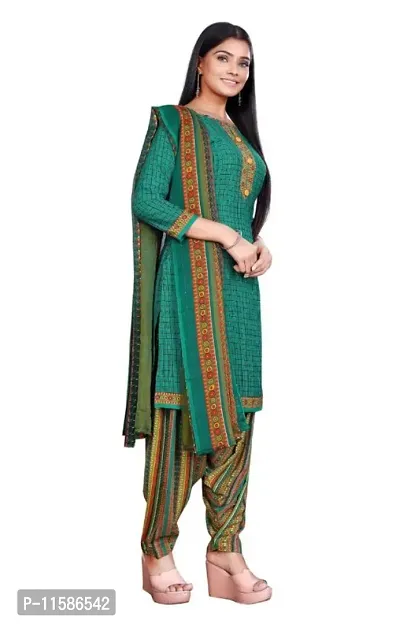 Unstitched Printed Crepe Kurta  Patiyala Dress Material with Dupatta-thumb5