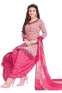 Unstitched Printed Crepe Kurta  Patiyala Dress Material with Dupatta-thumb1