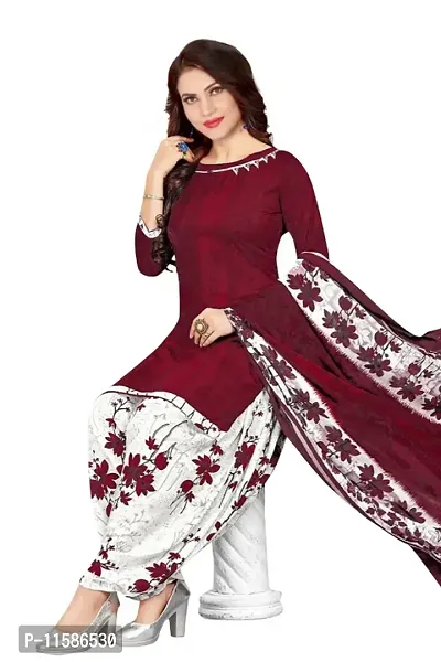 Unstitched Printed Crepe Kurta  Patiyala Dress Material with Dupatta-thumb0