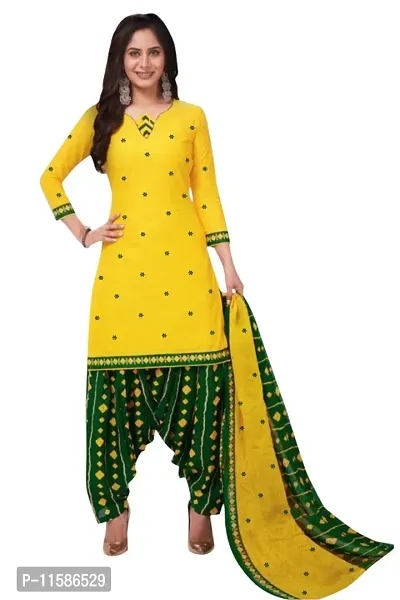 Unstitched Printed Crepe Kurta  Patiyala Dress Material with Dupatta