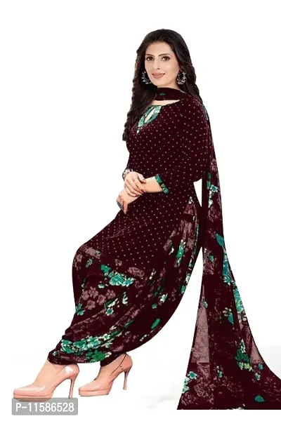 Unstitched Printed Crepe Kurta  Patiyala Dress Material with Dupatta-thumb0