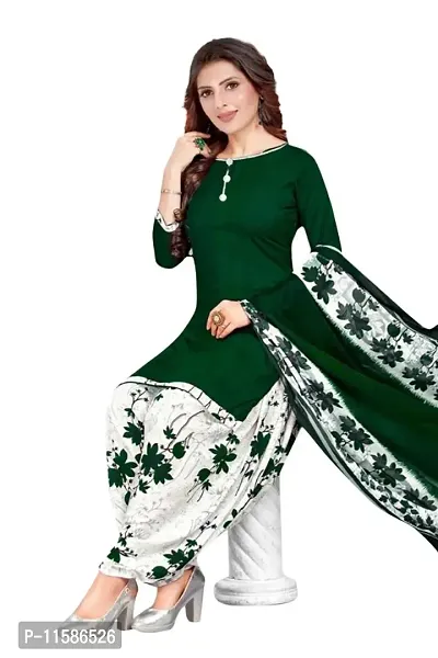 Unstitched Printed Crepe Kurta  Patiyala Dress Material with Dupatta