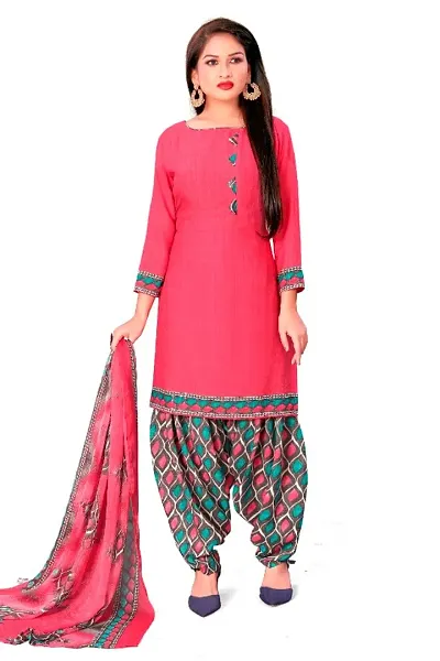 Exclusive Crepe Dress Material with Chiffon Dupatta