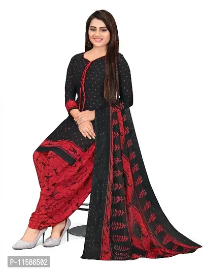 Unstitched Printed Crepe Kurta  Patiyala Dress Material with Dupatta-thumb3