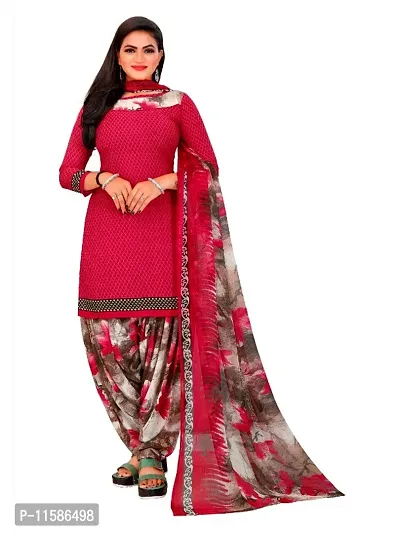 Unstitched Printed Crepe Kurta  Patiyala Dress Material with Dupatta