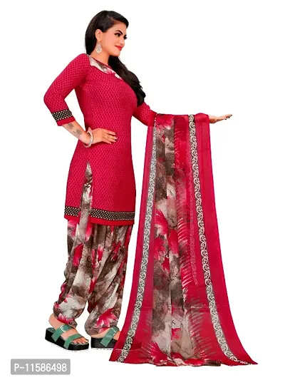 Unstitched Printed Crepe Kurta  Patiyala Dress Material with Dupatta-thumb4