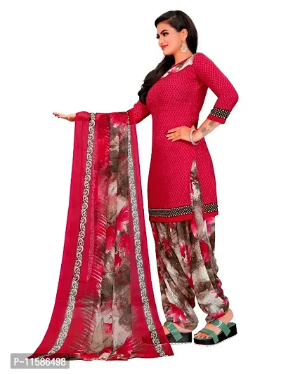 Unstitched Printed Crepe Kurta  Patiyala Dress Material with Dupatta-thumb5