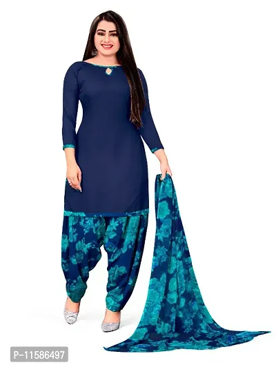 Unstitched Printed Crepe Kurta  Patiyala Dress Material with Dupatta-thumb0