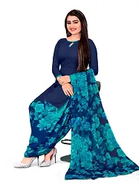 Unstitched Printed Crepe Kurta  Patiyala Dress Material with Dupatta-thumb2