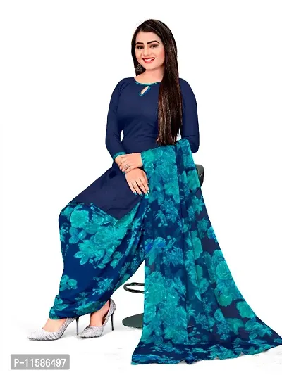 Unstitched Printed Crepe Kurta  Patiyala Dress Material with Dupatta-thumb3