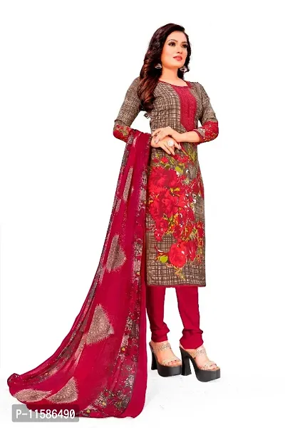 Unstitched Printed Crepe Kurta  Patiyala Dress Material with Dupatta-thumb3