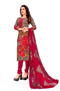 Unstitched Printed Crepe Kurta  Patiyala Dress Material with Dupatta-thumb3