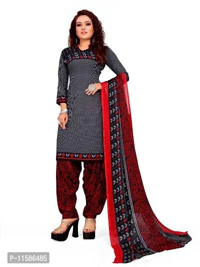 Unstitched Printed Crepe Kurta  Patiyala Dress Material with Dupatta-thumb0