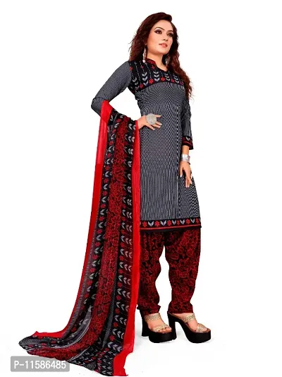 Unstitched Printed Crepe Kurta  Patiyala Dress Material with Dupatta-thumb4