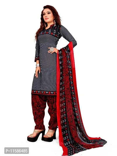 Unstitched Printed Crepe Kurta  Patiyala Dress Material with Dupatta-thumb5