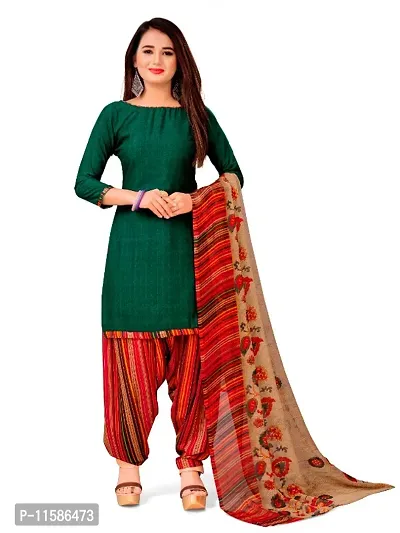 Unstitched Printed Crepe Kurta  Patiyala Dress Material with Dupatta