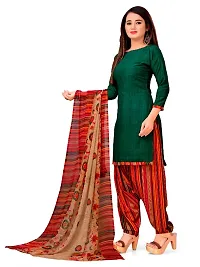 Unstitched Printed Crepe Kurta  Patiyala Dress Material with Dupatta-thumb3