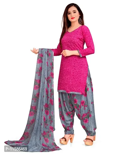 Unstitched Printed Crepe Kurta  Patiyala Dress Material with Dupatta-thumb2