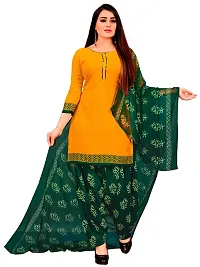 Unstitched Printed Crepe Kurta  Patiyala Dress Material with Dupatta-thumb2