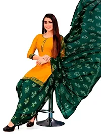 Unstitched Printed Crepe Kurta  Patiyala Dress Material with Dupatta-thumb3