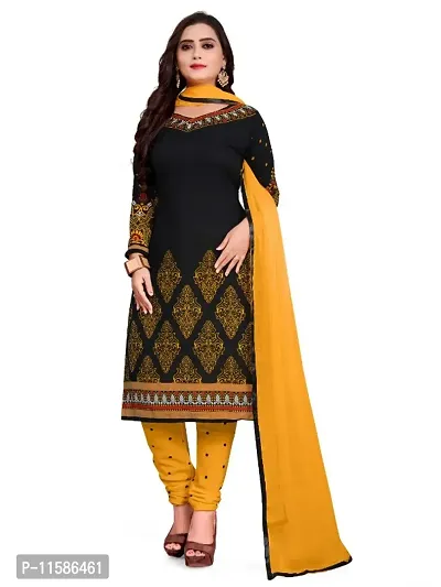 Unstitched Printed Crepe Kurta  Patiyala Dress Material with Dupatta-thumb0