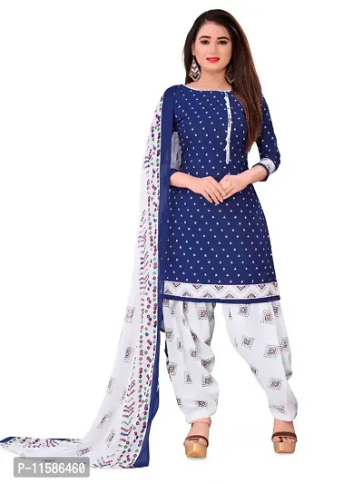 Unstitched Printed Crepe Kurta  Patiyala Dress Material with Dupatta-thumb0