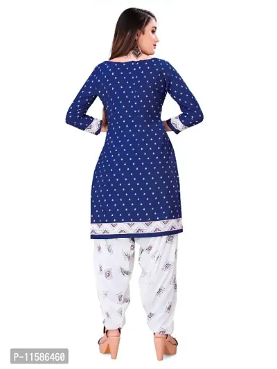 Unstitched Printed Crepe Kurta  Patiyala Dress Material with Dupatta-thumb3