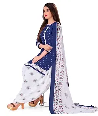 Unstitched Printed Crepe Kurta  Patiyala Dress Material with Dupatta-thumb3