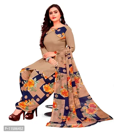 Unstitched Printed Crepe Kurta  Patiyala Dress Material with Dupatta-thumb0