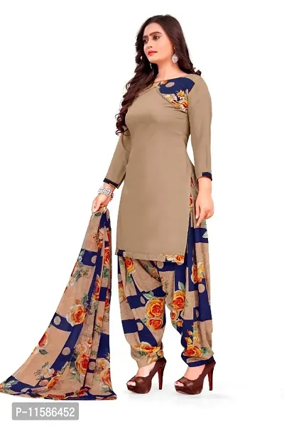 Unstitched Printed Crepe Kurta  Patiyala Dress Material with Dupatta-thumb3